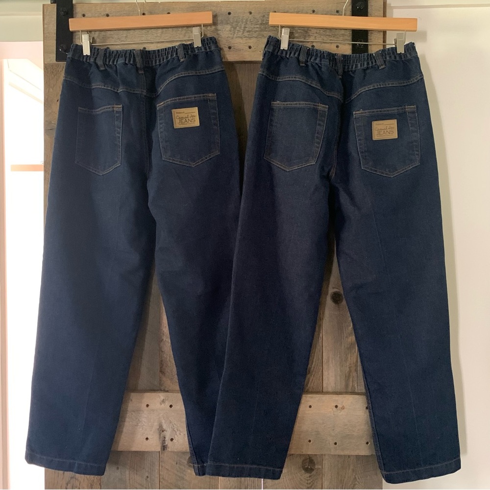 2 Pair HABAND CASUAL JOE JEANS Dark Blue Denim Elasticized Waist Like New 34 M - Picture 10 of 14